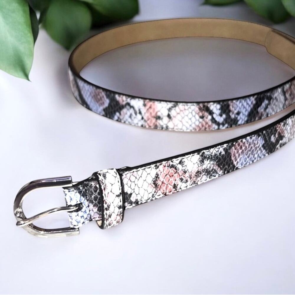 TALBOTS Leather Belt Faux Snakeskin Blue Size XS EUC FAST SHIPPING 1633-25